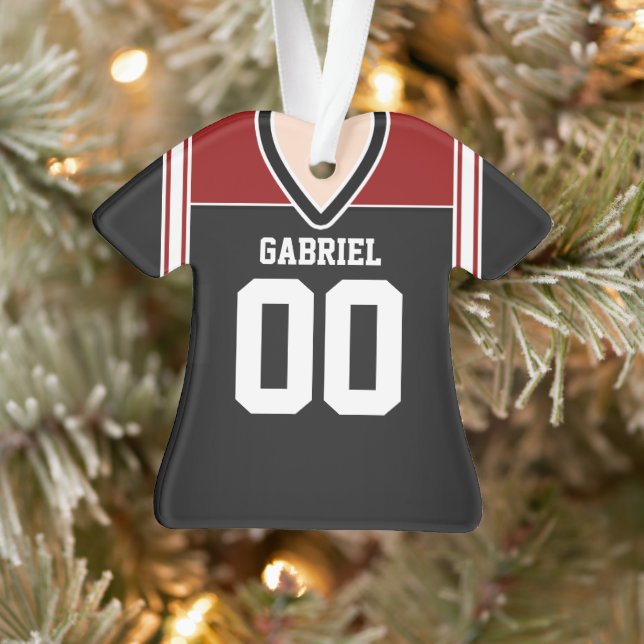 Black/Red/White Football Jersey Ornament (Tree)