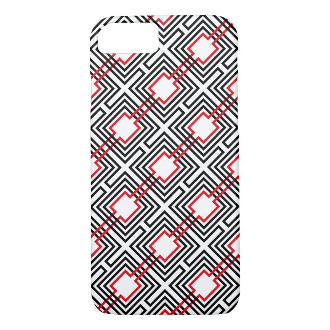 Black Red & White Geometric Case-Mate iPhone Case (Back)