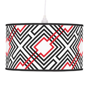 Black Red & White Geometric Hanging Lamp