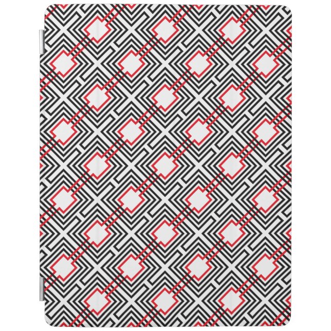 Black Red & White Geometric iPad Smart Cover (Front)