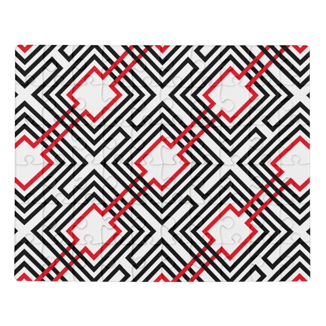 Black Red & White Geometric Jigsaw Puzzle (Puzzle Horizontal)