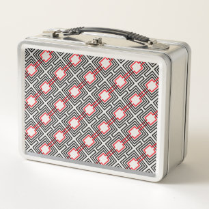 Black Red & White Geometric Metal Lunch Box