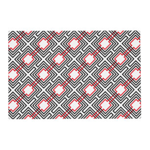 Black Red & White Geometric Placemat