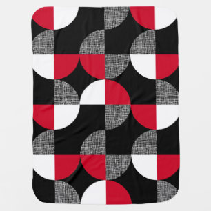 Black, red, white geometric plaid pattern. baby blanket