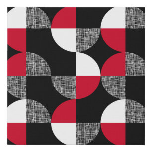 Black, red, white geometric plaid pattern. faux canvas print