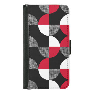 Black, red, white geometric plaid pattern. samsung galaxy s5 wallet case