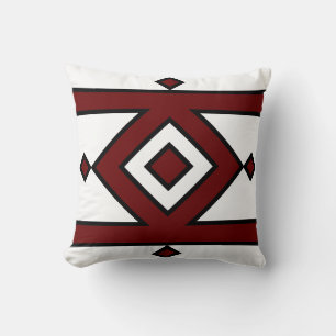 Black Red & White Geometric Shape Throw Pillow