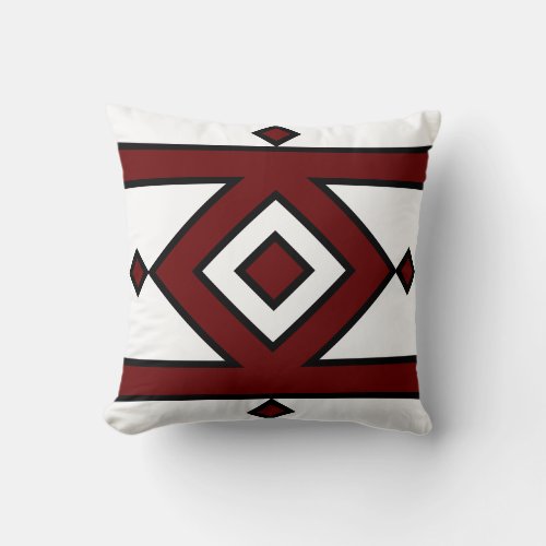 Black Red  White Geometric Shape Throw Pillow