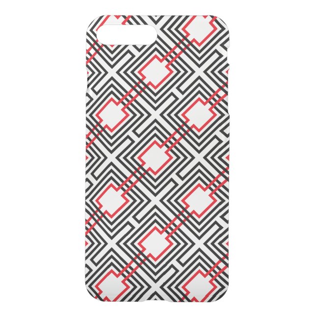 Black Red & White Geometric Uncommon iPhone Case (Back)