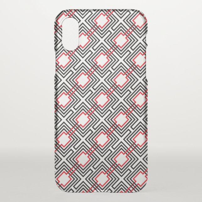 Black Red & White Geometric Uncommon iPhone Case (Back)