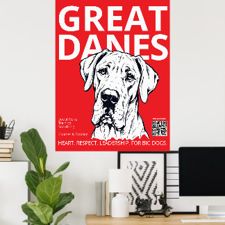 Black Red White Great Dane Trainer Poster