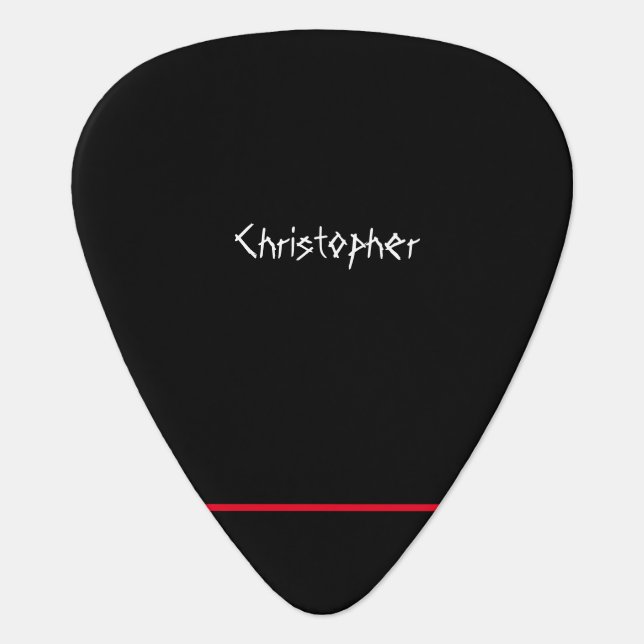 Black Red White Heavy Metal Guitar Pick (Front)