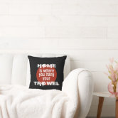 Pretty Pink and Black Archaeologist Trowel Throw Pillow