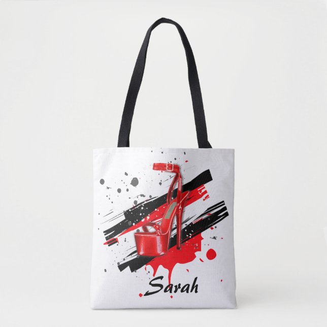 Black, Red & White Hot High Heels Tote Bag (Front)