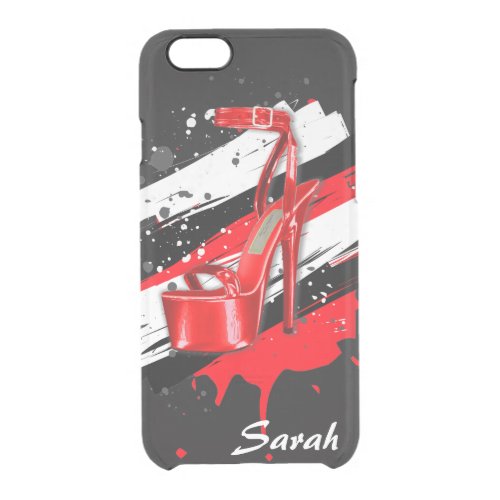 Black Red  White Hot High Heels Clear iPhone 66S Case