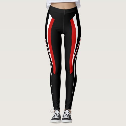 Black Red White Leggings