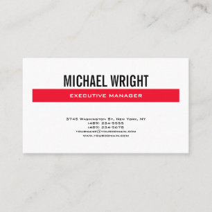 Black Red White Modern Plain Simple Minimalist Business Card