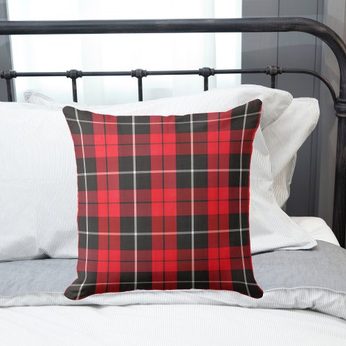 Black Red  White Plaid Throw Pillow