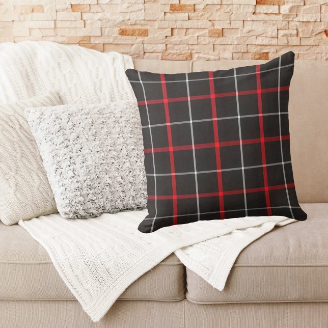 Black, Red & White Plaid Throw Pillow (Creator Uploaded)
