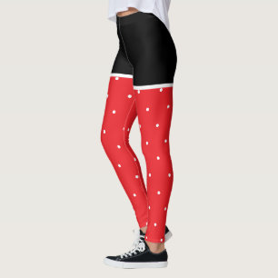 Black Red White Polka Dots Leggings