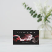 Black Red White Smoke Abstract Business Card (Standing Front)