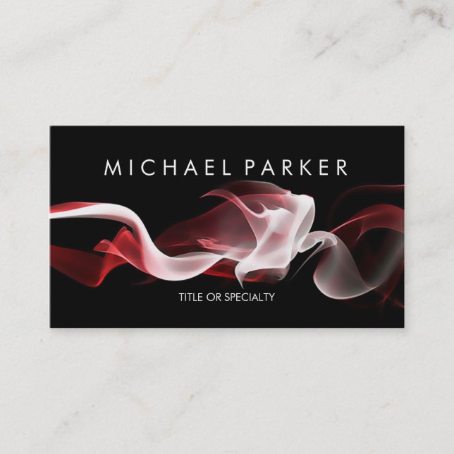Black Red White Smoke Abstract Business Card (Front)