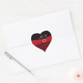 Black, Red, White Striped Monogram Wedding Sticker (Envelope)