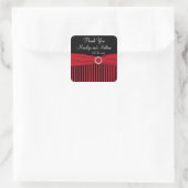 Black, Red, White Striped Wedding Favor Sticker (Bag)