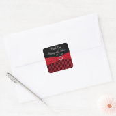 Black, Red, White Striped Wedding Favor Sticker (Envelope)