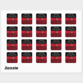 Black, Red, White Striped Wedding Favor Sticker (Sheet)