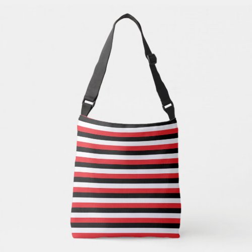 Black Red White Stripes Crossbody Bag