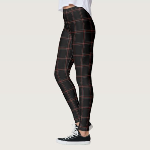 Black Red White Tartan Plaid Leggings