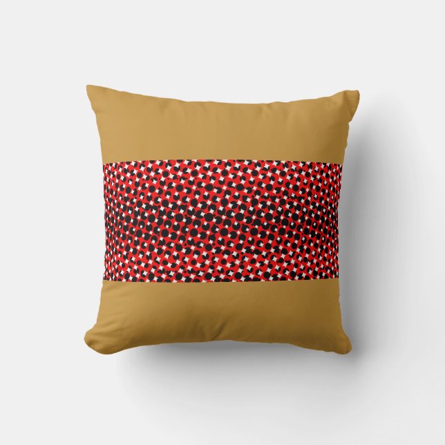 Black Red White w Changeable Background Color Throw Pillow (Front)