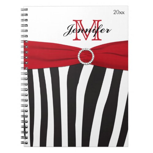 Black Red White Zebra Striped Notebook