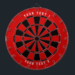 Black & Red | Wide-Spaced White Sports Font Red Dart Board<br><div class="desc">Two-toned dartboard in black and red with two lines of your personalized text in white.
Need help with the design (e.g. different colors)? Email help@karenchaudesigns.com</div>
