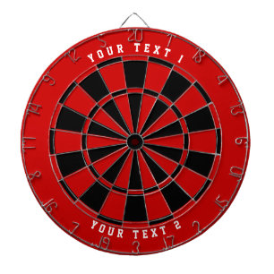 Black & Red Wide-Spaced White Sports Font Red Dart Board