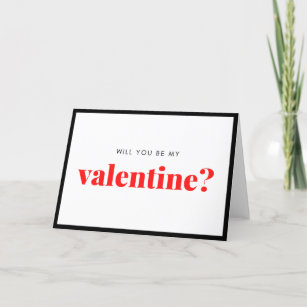 Black Red Will You Be My Valentine Holiday Card