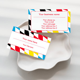 Black Red Yellow and Blue Bavarian Diamond Pattern Business Card