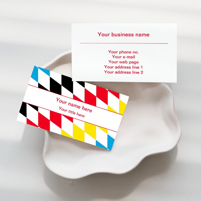 Black Red Yellow and Blue Bavarian Diamond Pattern Business Card (Creator Uploaded)