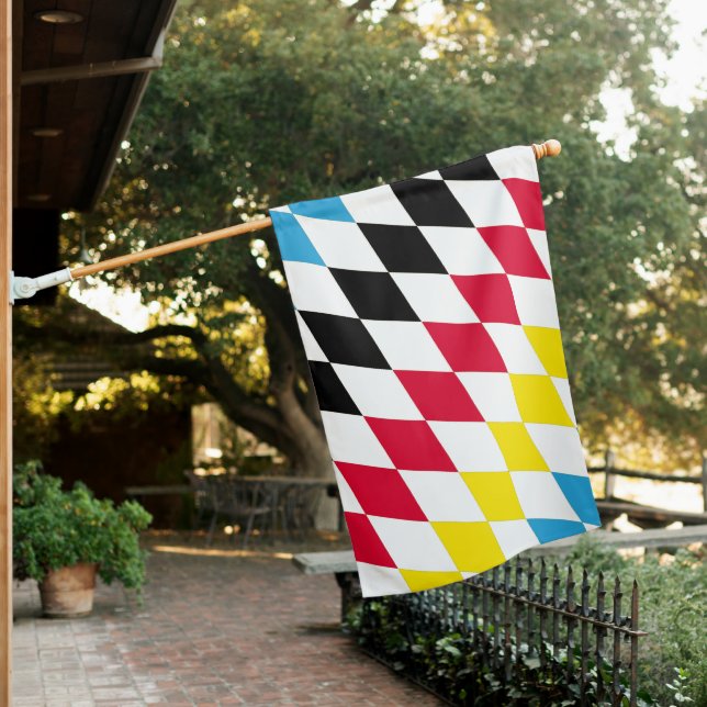 Black Red Yellow Blue Bavaria Diamond Flag Pattern (In SItu)