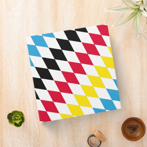 Black Red Yellow Blue Bavaria Diamond Flag Pattern 3 Ring Binder