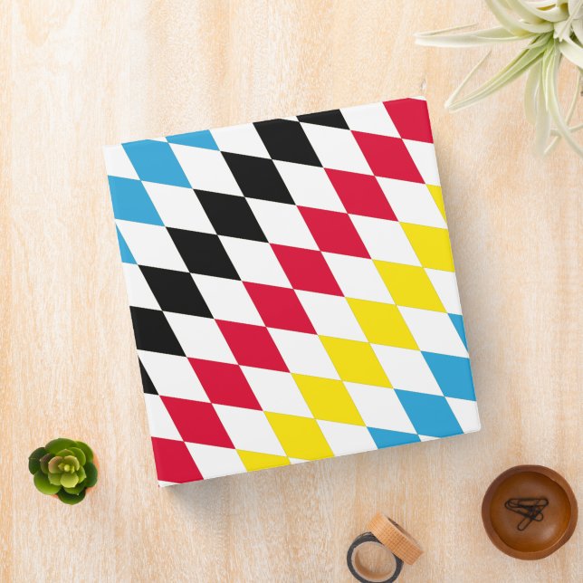 Black Red Yellow Blue Bavaria Diamond Flag Pattern 3 Ring Binder (In Situ)