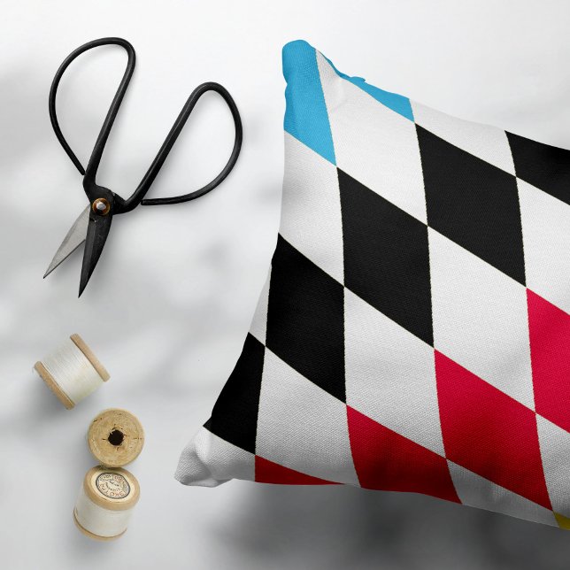 Black Red Yellow Blue Bavaria Diamond Flag Pattern Accent Pillow (Creator Uploaded)
