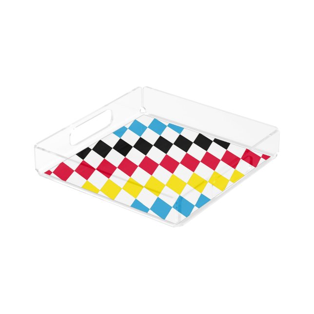 Black Red Yellow Blue Bavaria Diamond Flag Pattern Acrylic Tray (Angled)