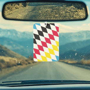 Black Red Yellow Blue Bavaria Diamond Flag Pattern Air Freshener