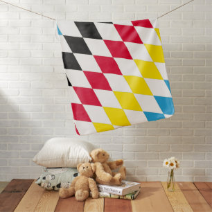 Black Red Yellow Blue Bavaria Diamond Flag Pattern Baby Blanket