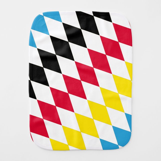 Black Red Yellow Blue Bavaria Diamond Flag Pattern Baby Burp Cloth (Front)