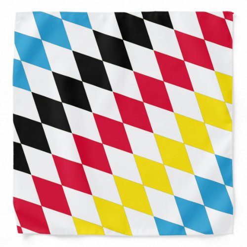 Black Red Yellow Blue Bavaria Diamond Flag Pattern Bandana