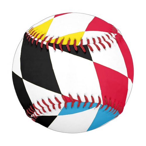 Black Red Yellow Blue Bavaria Diamond Flag Pattern Baseball