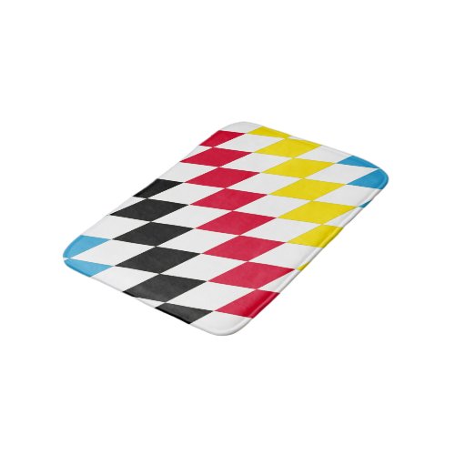 Black Red Yellow Blue Bavaria Diamond Flag Pattern Bath Mat